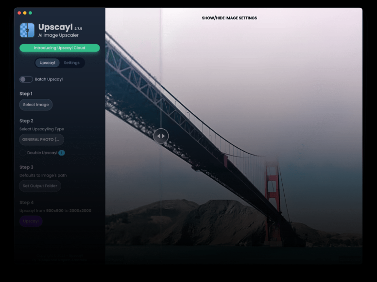 Upscayl – AI画质提升、无损放大图片工具